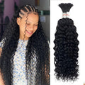 Human Braiding Hair Water Wave Bulk Human Hair For Braiding No Weft Wet And Wavy Human Hair Braiding Hair Extensions For Boho Braids 2 Bundles 100g (16inch, Natural Black)