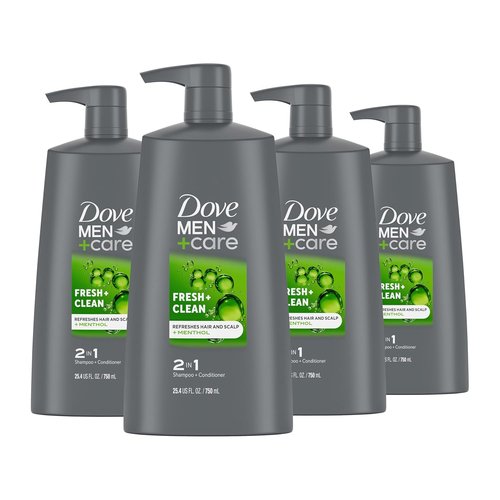 DOVE MEN + CARE 2-in-1 Shampoo and Conditioner - Fresh & Clean Formula, 25.4 oz | Nourishes & Strengthens Hair