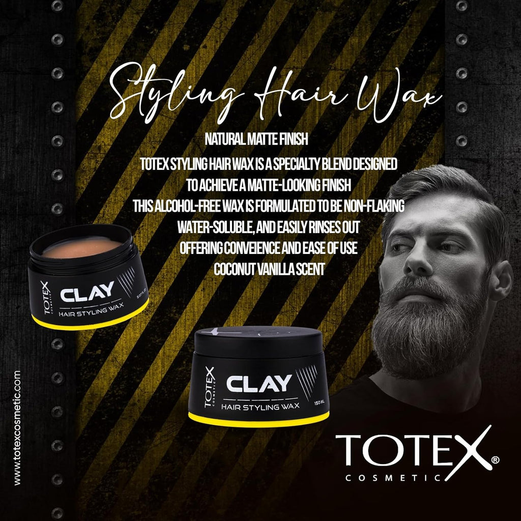 Totex Hair Styling Clay Wax - Natural Matte Finish for Messy Look | Unisex, 150 ml