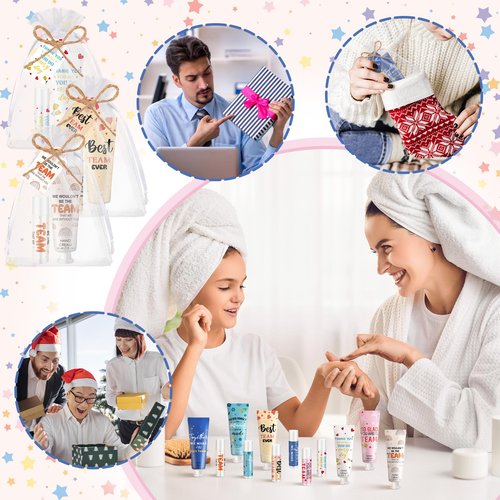 Dansib 12sets/48pcs Best Team Ever Gifts Team Appreciation Thank You Gifts for Coworkers Women Employee Appreciation Gift Party Favors Basket Stuffers Items Travel Hand Lotion and Lip Balm Set