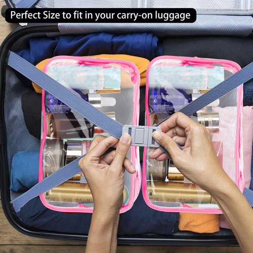 Tbestmax 20 Pack Clear Cosmetic Bags Makeup Bags Portable Waterproof Travel Toiletry Bags Organizer Rose Red, 7.5"x 4.8"x 2.3"