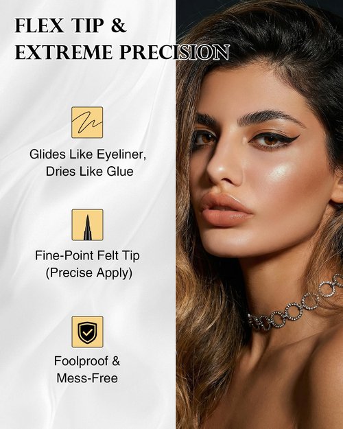 MERETON Lash Glue & Eyeliner Pen - 3-Second Quick Dry, 48H Waterproof, 2 in 1 Black Lash Adhesive for Strip Lashes, Long Lasting Strong Hold, Gentle for Sensitive Eyes (2ml / 0.07oz)