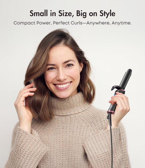 CIVEYA Travel Curling Iron - 1 Inch Mini Dual Voltage Curling Iron with 5 Heat Settings | Ceramic Barrel with Argan Oil