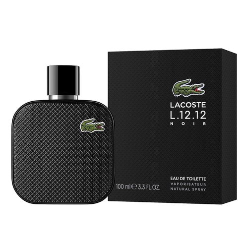 Lacoste L.12.12 Noir Eau de Toilette - Men's Fougere Aromatic Fragrance - 3.3 Fl Oz with Basil, Lavender & Dark Chocolate Notes