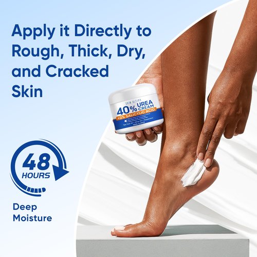 SKIN ULTIMA Urea Cream 40 Percent Plus 2% Salicylic Acid, 40% Urea Cream for Feet Maximum Strength, Foot Cream for Dry Cracked Feet, Heels, Knees, Hands & Elbows, Intensive Repair & Moisture, 5.29 oz