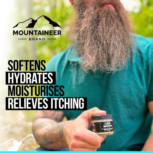 Mountaineer Brand Natural Beard Balm with Timber Scent | Scents Inspired by Nature | Beard Butter for Men | Leave in Condidtioner | Hydrates, Softens and Tames | Made in West Virginia | 2oz