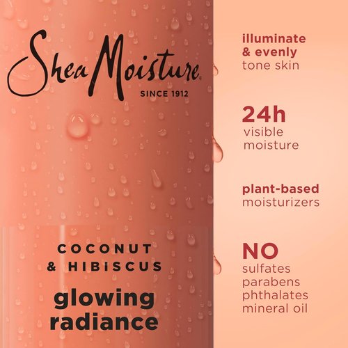 SheaMoisture Coconut Hibiscus Body Wash - 24H Visible Moisture for Healthy, Glowing Skin | 18 oz
