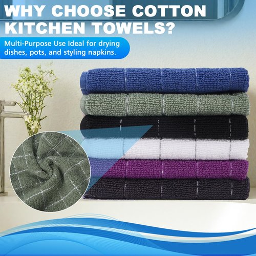 INFICRIME 6 Pack 100% Cotton Wash Cloth, 12x12 Inch Highly Absorbent and Soft Feel Fingertip Towels, Machine Washable Washcloths for Bathroom, Gym, Hotel, Spa and Kitchen, 6 Colours