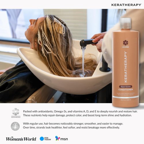 KERATHERAPY KeratinFIXX Repair Conditioner - 33.8 fl. oz. | Nourishing Formula for Dry, Damaged Hair with Caviar Extract & Argan Oil