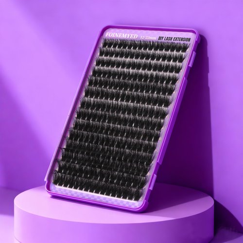 Thick Lash Clusters 180D Mega Volume Lash Extension 12-22mm Long Cluster Eyelashes Volume Individual Lashes D-Curly Faux Mink Eyelash Extension DIY Lash Extension for Beginners by FOINEMYED
