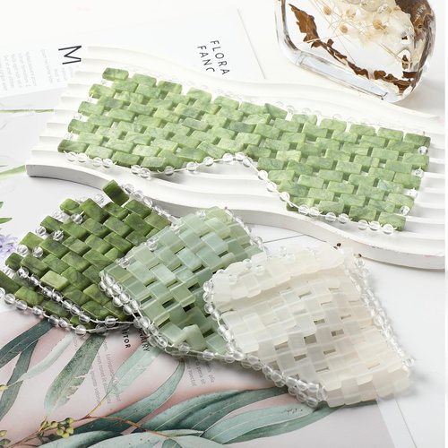 Coume 4 Pcs Jade Eye Mask Reusable Sage Green Facial Cooling Mask for Hot and Cold Anti-Aging Therapy to Reduce Wrinkles Puffiness Migraines Crystal Relief Sleeping Mask for Women Spa Treatment Gift
