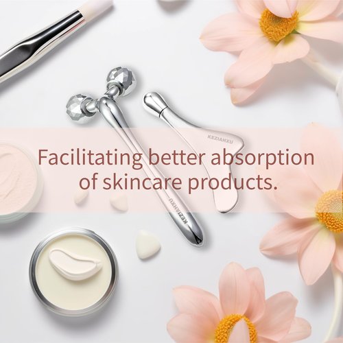 KEZIAHXU Face Roller Massage Skin & Gua Sha Facial Tools, Eye Roller for Puffy Eyes, Cream Applicator for Lift 4-in-1,Massage Tool for Face Neck Eye Body Skin Care. Skin Care Gift for Women.
