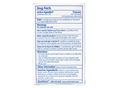 Vanicream Z-Bar Medicated Cleansing Bar, Pyrithione Zinc 2% for Seborrheic Dermatitis & Dandruff, Soap-Free, Gluten-Free, 3.5 oz (Pack of 3)