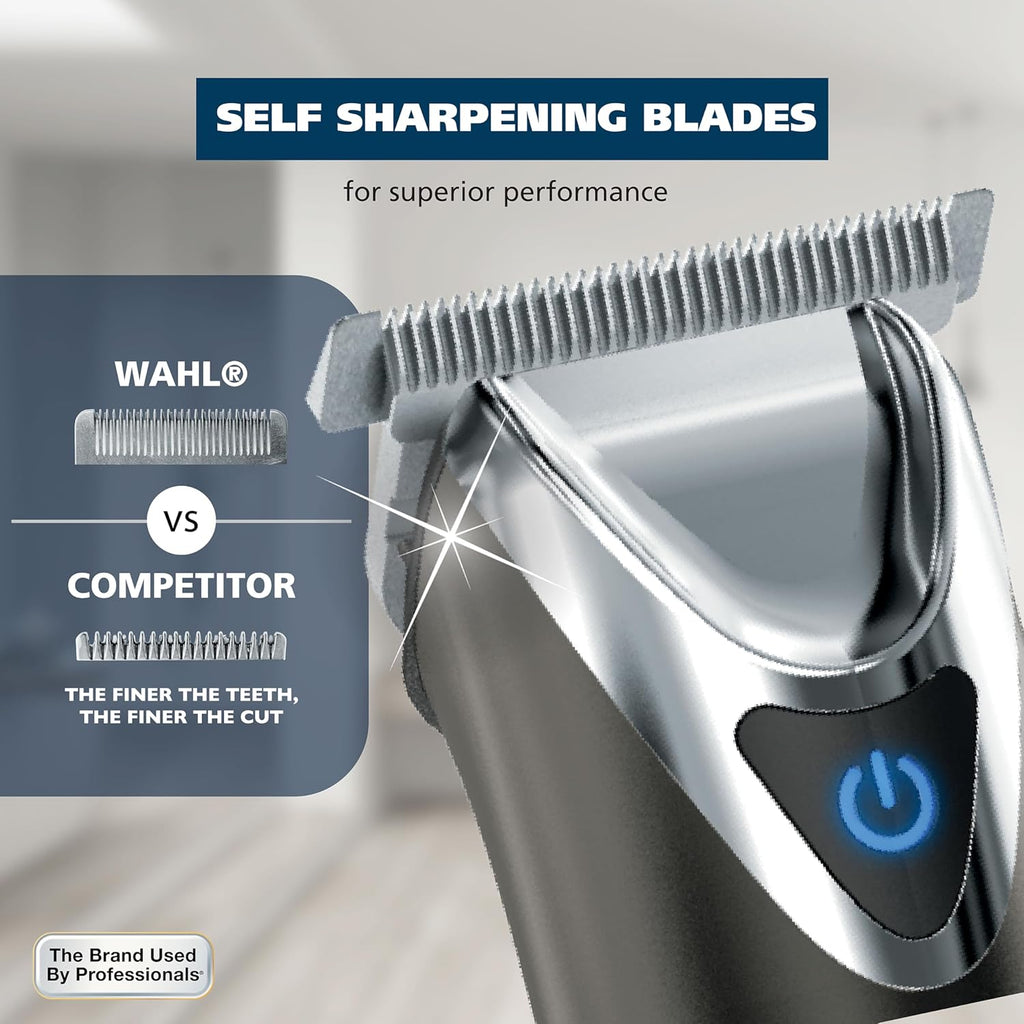 Wahl USA Stainless Steel Lithium Ion 2.0+ Beard Trimmer - Rechargeable Men's Grooming Kit | Electric Shaver & Nose Ear Trimmer
