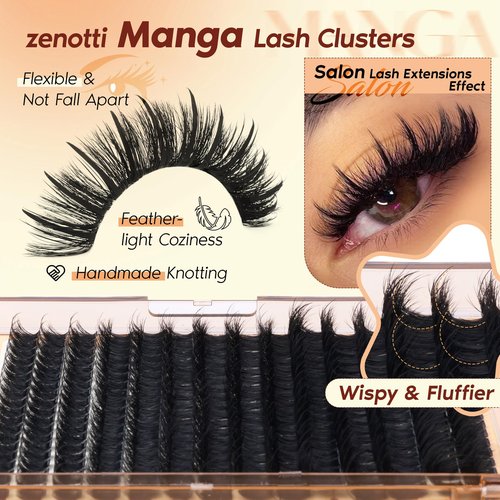 Lash Clusters Volume Eyelash Clusters with Spikes Wispy Fluff Cluster Eyelash Extensions 100D Thick Lashes Extensions DIY Individual Lashes at Home 10-18mm 266pcs by zenotti