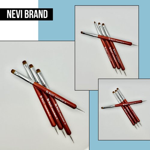 NEVI USA 2-Piece Sable Brush Set: Professional Acrylic French Manicure Clean-up Brush and Bend Nail Dotting Pen | Essential Tools for Precision Nail Art and Clean Cuticles (#10)