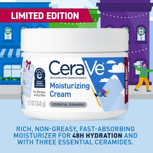 CeraVe Après Ski Moisturizing Cream, Body and Face Moisturizer for Dry Skin, Hyaluronic Acid and Ceramides, Daily Moisturizer, Oil-Free, Fragrance Free, Non-Comedogenic, Limited Edition, 12 Ounce