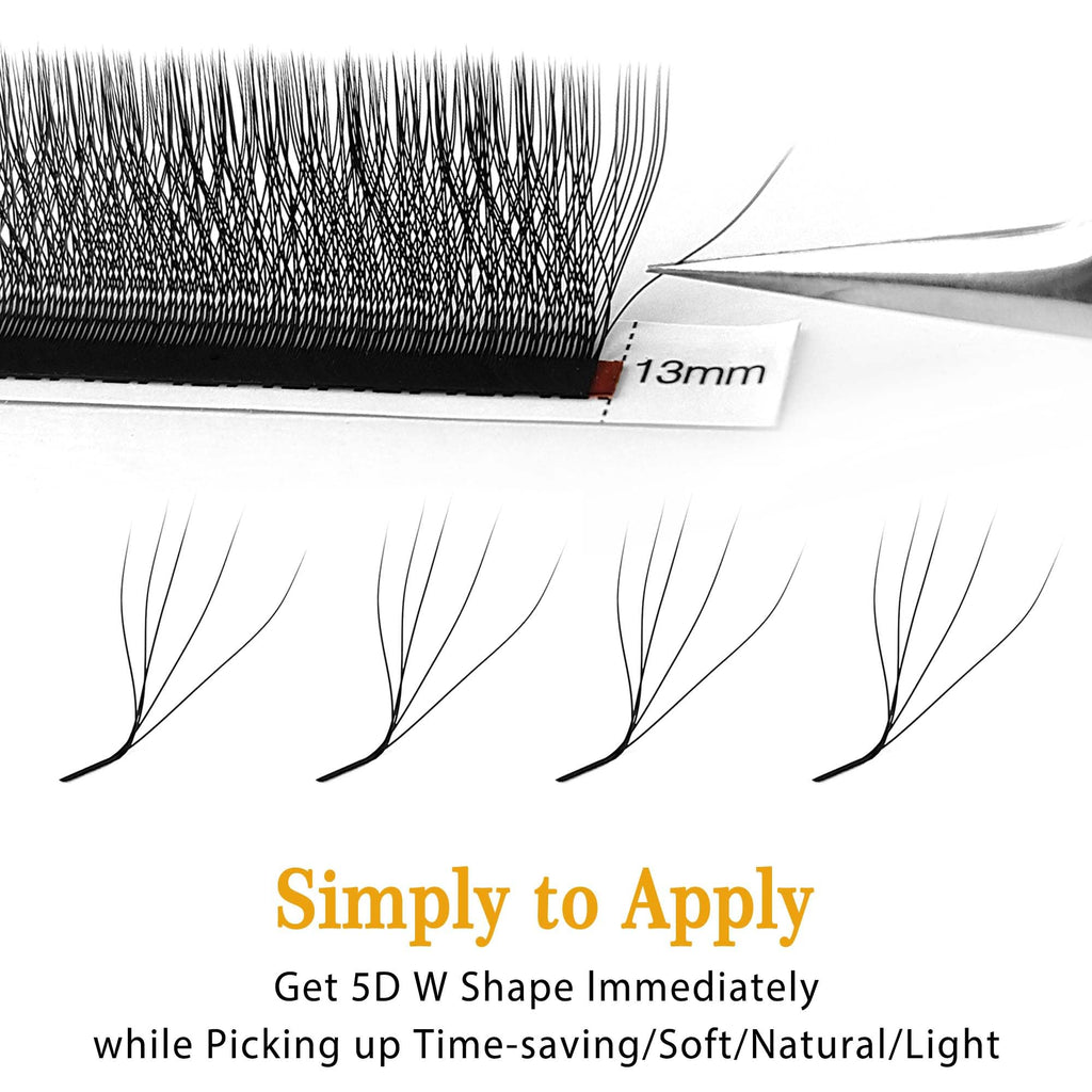 W Eyelash Extensions 0.07mm Thickness 5D Premade lash Fans LU/M Curl Lashes 8-15mm Mixed Tray Soft Fluffy Volume Lash Fans Natural Look Individual Eyelashes (5D-0.07-LU,8-15MM)
