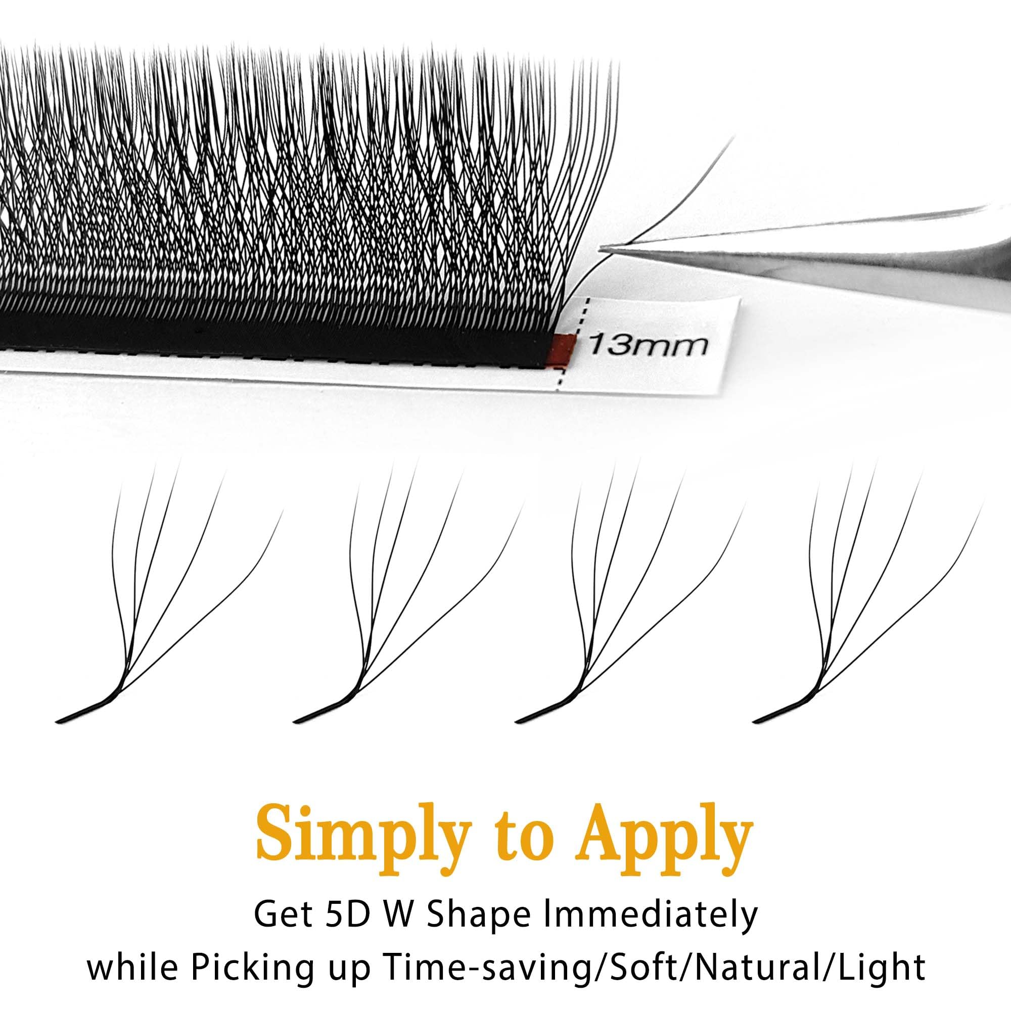 W Eyelash Extensions 0.07mm Thickness 5D Premade lash Fans LU/M Curl Lashes 8-15mm Mixed Tray Soft Fluffy Volume Lash Fans Natural Look Individual Eyelashes (5D-0.07-LU,8-15MM)