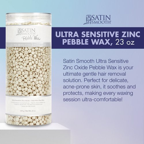 Satin Smooth, Hair Removal Wax, Thin Film Flex Pebbles Wax™, Ultra Sensitive Zinc Oxide Hard Wax Beads for Hair Removal, Ideal for Face & Bikini Area, 23 oz