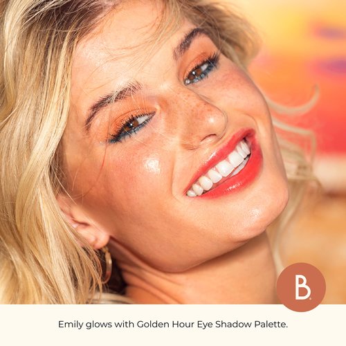 Beauty For Real Golden Hour Eyeshadow Palette - Eight Shades with Matte & Shimmer Finishes - Infused with Mango Butter & Vitamin E - Cruelty Free, Vegan