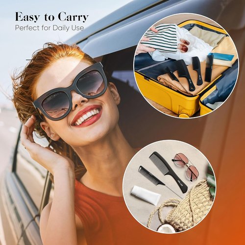 SALONSILK Professional Comb Set - 4PCS Wide Tooth & Fine Tooth Hair Combs for Styling & Braiding