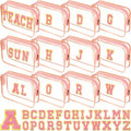 Huhumy 12 Personalized Initial A-z Preppy Patch Clear Makeup Bag Initial Letter Beach Travel Toiletry Cosmetic PVC Bag DIY Chenille Letter Patches Easter Exchange Gifts(Pink, Pink Letters)