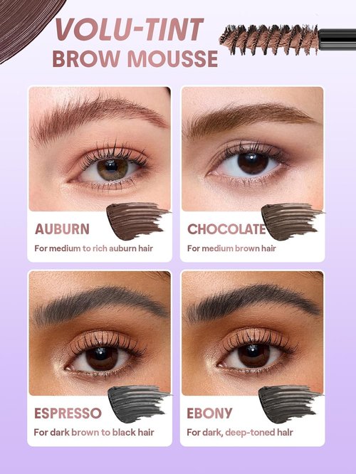SheGlam Airy Tinted Brow Mousse - Highly Pigmented Eyebrow Cream Gel | Water-Removal, Ash Pink