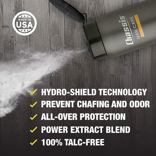 Chassis Ice Max Premium Body Powder - Natural Deodorant with 10X Cooling Sensation | Anti-Chafing Formula