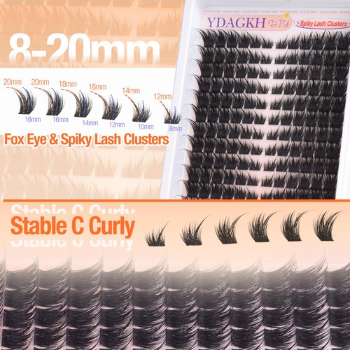 Fairy Lash Clusters Cat Eye Cluster Eyelash Extensions Natural Eyelash Clusters Spiky Manga Wispy Cluster Lashes Fox Eye 8-20mm DIY Individual Lash Extension 144Pcs by YDAGKH