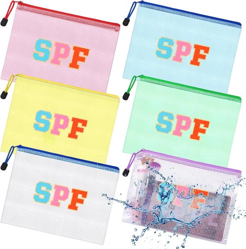 Kacctyen Waterproof Sunscreen Bag - 12 Pcs Clear Makeup Organizer for Beach & Pool | Pink Travel Essentials