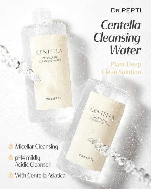 Dr. Pepti Centella Micellar Cleansing Water - Tear-Free Makeup Remover for Sensitive Skin | 13.5 fl oz