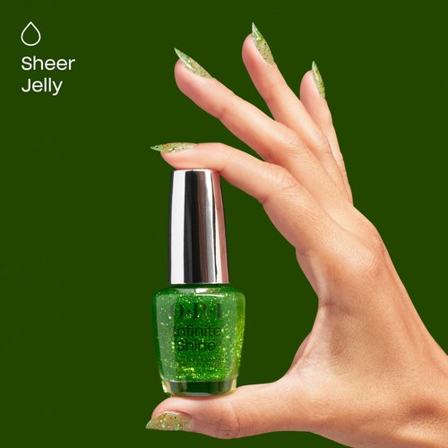 OPI Infinite Shine CelebrATE That | Jelly Bright Green Glitter Long Wear Gel Like Nail Polish | Make 'Em Jelly! Collection | Summer 2025