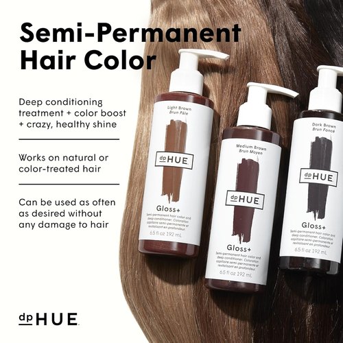 dpHUE Gloss+ Medium Brown Hair Color Treatment - Revives Fading Color - 8-12 Applications per Bottle