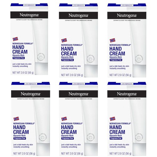 Neutrogena Moisturizing Hand Cream - Fragrance-Free Glycerin Relief, 6 Pack | 2 oz Each (Total 12 Fl Oz)