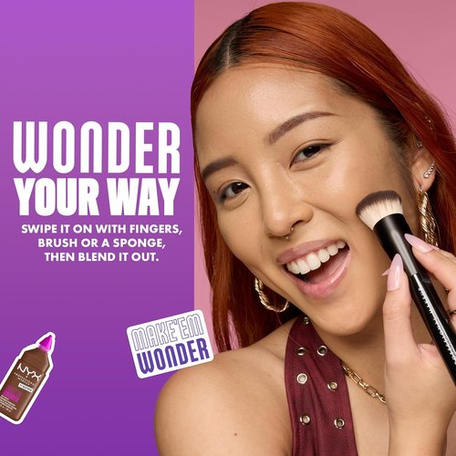 NYX PROFESSIONAL MAKEUP Make 'Em Wonder Liquid Foundation - 24HR Soft Matte Finish, Full Coverage, 08 Vanilla