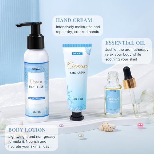 Gifts for Women, Spa Gifts Basket for Women, 12Pcs Ocean Bath and Body Gifts Set, Self Care Gifts for Mom, Wife, Girlfriend, Sister, Female Friends