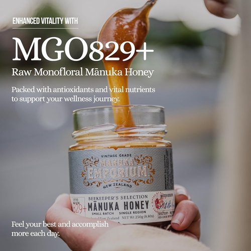 Manuka Emporium Raw Manuka Honey Packets MGO 829+ - 24 x 0.18oz | Certified Monofloral Superfood for Vitality & Immune Support