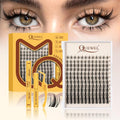 QUEWEL Fairy-Lash Clusters Kit, 144pcs Manga-Lash Clusters Kit Mix10-18mm Wispy Natural-Invisible-Band Lash Kit With Lashes Bond and Seal, Tweezer, Remover for DIY Natural Lashes(Fairy 4 Set)