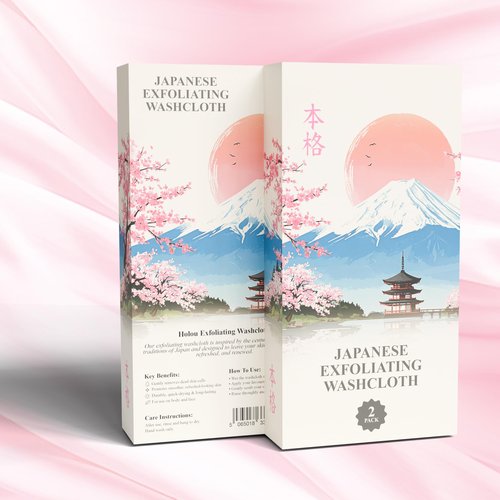 Japanese Exfoliating Towels 2 Pack – Luxury Exfoliating Body Washcloth and Back Scrubber for Deep Cleansing & Smooth Skin – Premium Body Scrubber, Long, Quick-Drying & Reusable