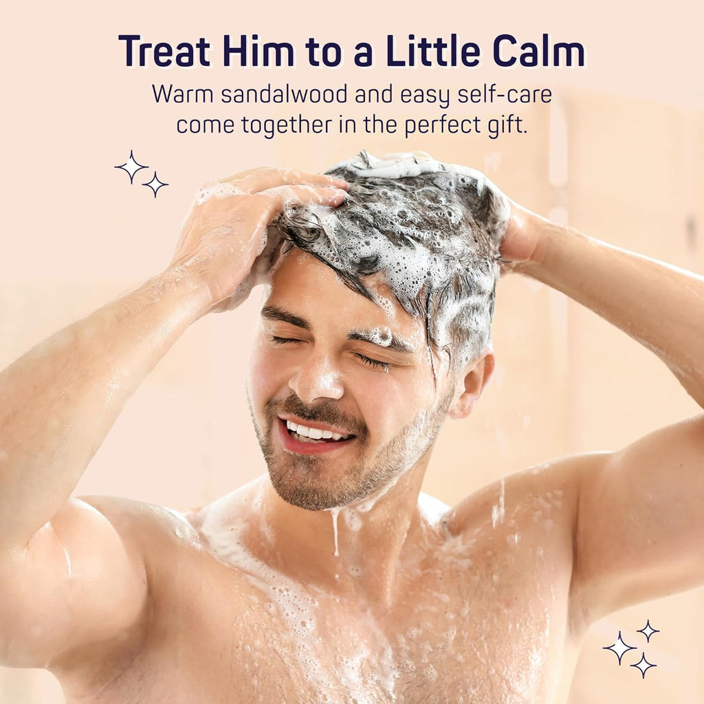 SpaLife Luxury Spa Sandalwood Gift Set for Men - 7-Piece Body Wash & Exfoliating Bundle