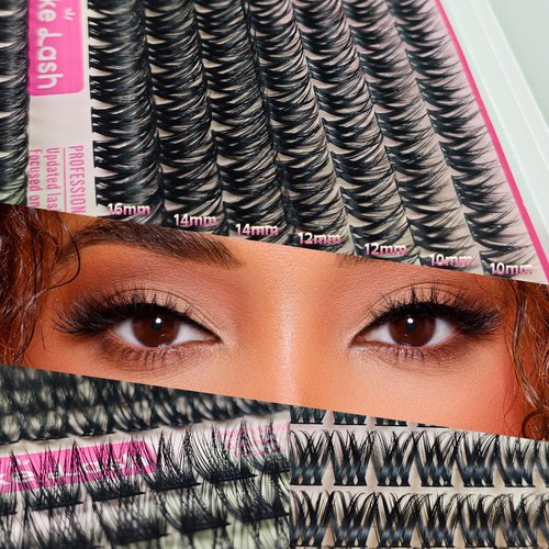 Lash Clusters Kit Eyelash Extensions Natural Fluffy Lashes Waterproof Wispy Individual Fake D Curl with Bond and Seal Tweezers(Natural Z1)