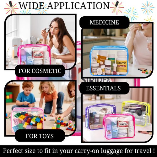CHICAUP 6 Pieces Clear Makeup Bags Bulk TSA Approved Toiletry Bag for Travel PVC Waterproof Clear Cosmetic Pouch with Zipper for Men and Women Carry-on Travel Essentials