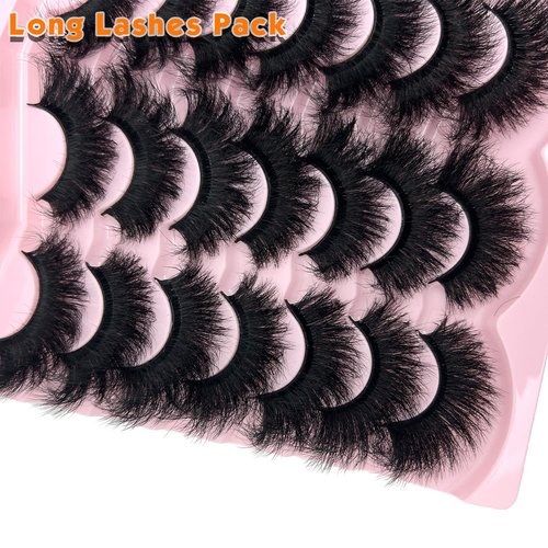 loladook Mink Lashes Fluffy 20mm Big Faux Mink Strip Lashes Cat Eye Long False Eyelashes Dramatic Soft 25mm 3D Volume Eyelashes Pack 14 Pairs