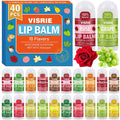 VISRIE Mini Lip Balm 40 Pack, Natural Lip Balms Bulk with Vitamin E and Coconut Oil, Moisturizing Lip Balm for Dry Cracked lips - 10 Flavors