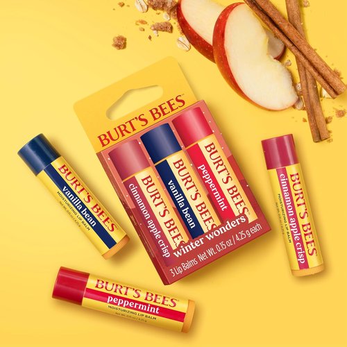 Burt's Bees Lip Balm Set - Natural Origin Lip Care with 3 Tubes | Perfect for Winter Hydration
