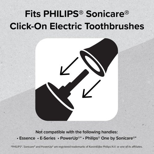 REACH SmileSonic Pro Essential Clean Replacement Toothbrush Brush Heads, Compatible with Philips Sonicare Click-On Power Toothbrushes, Replace-Me Bristles, 5 Count
