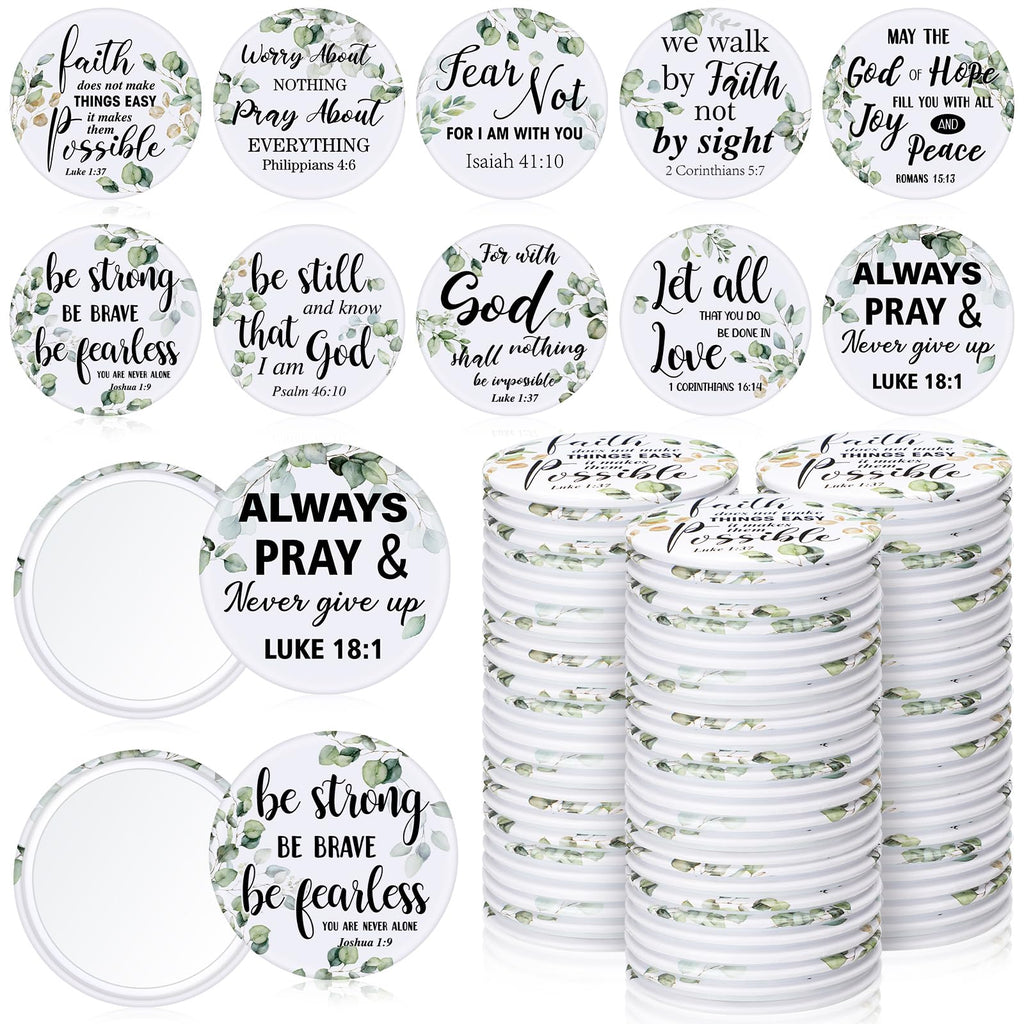 Yaomiao 160 Pcs Christian Gifts Compact Mirror Bulk for Women, Mini Inspirational Bible Verse Scripture Pocket Mirrors, Christmas Religious Gift for Women Employee Coworker Sunday Church Party Favor
