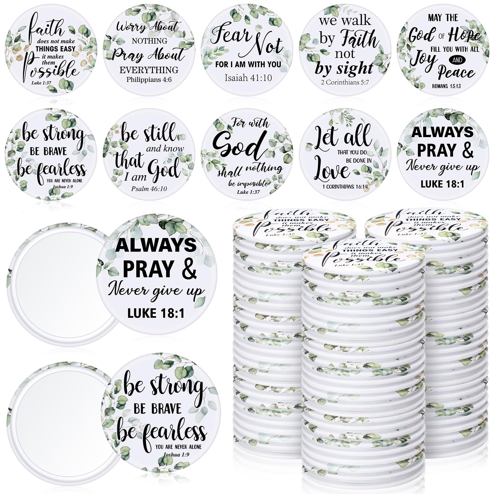 Yaomiao 160 Pcs Christian Gifts Compact Mirror Bulk for Women, Mini Inspirational Bible Verse Scripture Pocket Mirrors, Christmas Religious Gift for Women Employee Coworker Sunday Church Party Favor