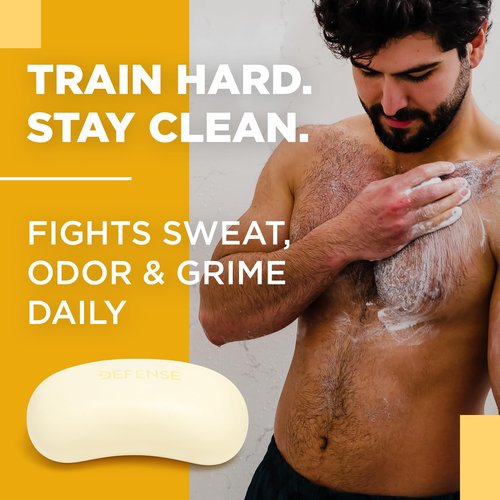 Defense Soap Citrus Bar – All Natural Tea Tree, Eucalyptus & Citrus Essential Oils – Post Workout Hygiene for Athletes, Sports & Active Lifestyles – Washes Away Sweat & Body Odor – 4.2 oz (Pack of 3)